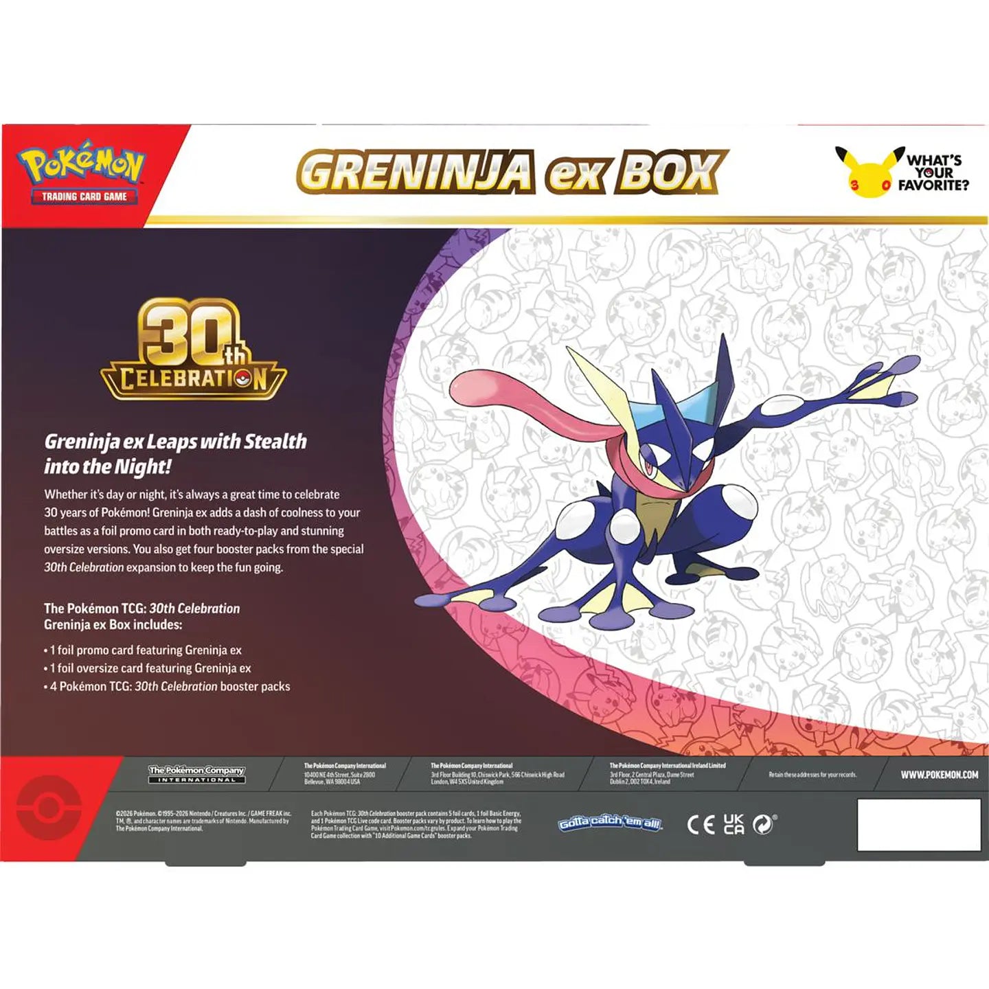 Pokémon TCG 30th Celebration - Greninja Ex Box (INGLÉS)